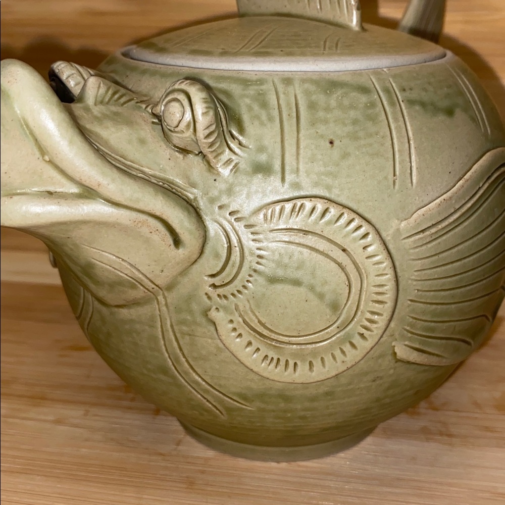 Artisan Pottery Teapot Tea Pot Fish Design Unique - Picture 4 of 16